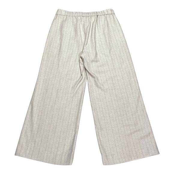 Diega Beige Wide Leg Pinstripe Pull-On Flannel Ankle Length Pants Size Small - Picture 2 of 5